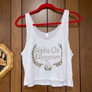 Alpha Chi Omega White Gold Summer Crop Tank - Size S